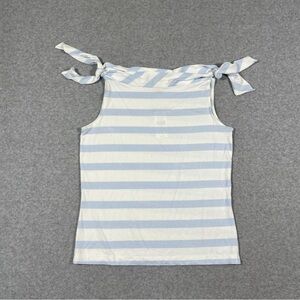 Banana Republic Light Blue and White Striped Tie-Shoulder Tank